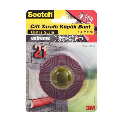 3M Scotch Bant Çift Taraflı Köpük Güçlü 19mmx1,5m 4002