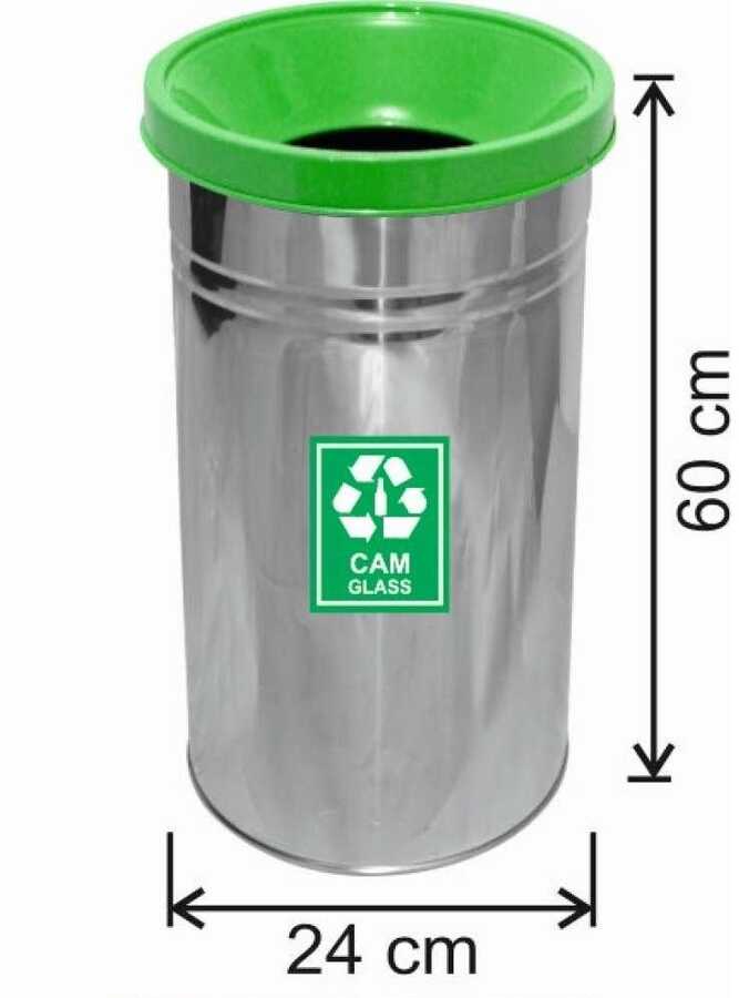 Arı Metal Çöp Kovası Geri Dönüşüm Paslanmaz Cam 27 Lt 1801