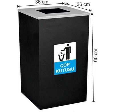 Arı Metal Çöp Kovası Kare Boyalı Büyük Boy 1395