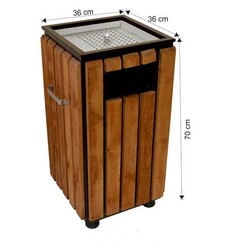 Arı Metal - Arı Metal Çöp Kovası Kare Dekoratif Küllüklü Ahşap 2119