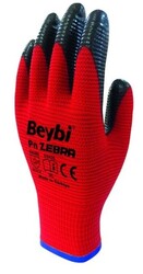 Beybi - Beybi Eldiven Nitril İşçi Kırmızı-Siyah PN-Zebra