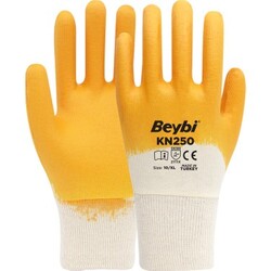 Beybi - Beybi Eldiven Nitril İşçi Sarı-Beyaz No:10 KN250