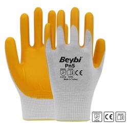 Beybi Eldiven Nitril İşçi Sarı-Beyaz PN5