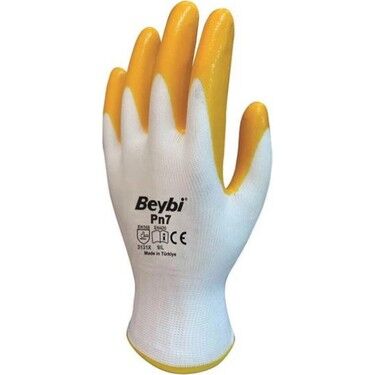 Beybi Eldiven Nitril İşçi Sarı-Beyaz PN7