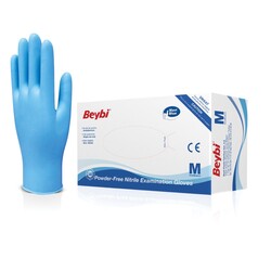 Beybi Nitril Eldiven Pudrasız M 100lü Mavi