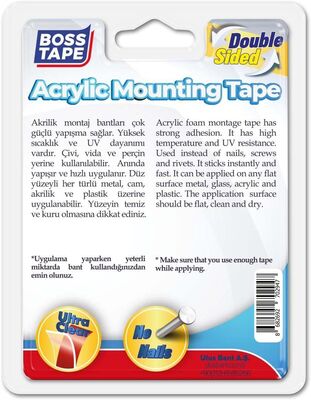 Boss Tape Çift Taraflı Silikonize Bant 18mmx2mm BT-01001