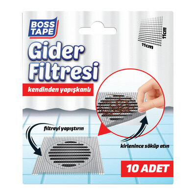 Boss Tape Gider Filtresi 10lu Banyo Küvet Duşakabin Gider Süzgeci Bt-03033