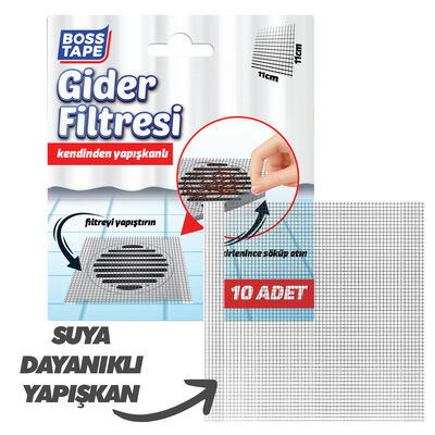 Boss Tape Gider Filtresi 10lu Banyo Küvet Duşakabin Gider Süzgeci Bt-03033