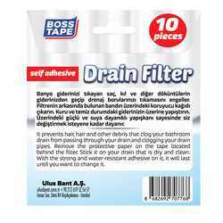Boss Tape Gider Filtresi 10lu Banyo Küvet Duşakabin Gider Süzgeci Bt-03033 - Thumbnail