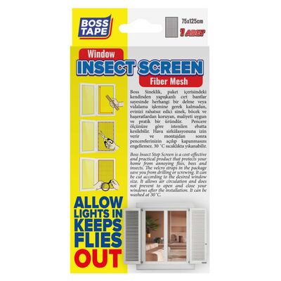 Boss Tape Sineklik Beyaz Cırt Bantlı 75x125 cm BT-04001