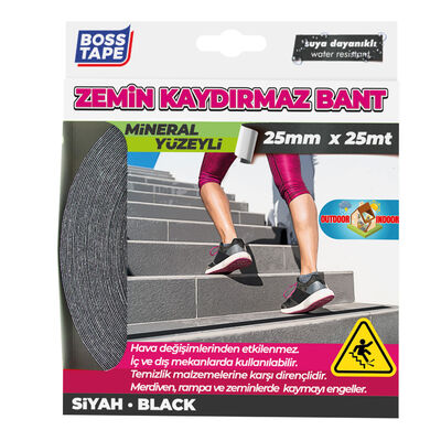 Boss Tape Zemin Merdiven Kaydırmaz Bant 25mmx25mt Siyah BT-10001
