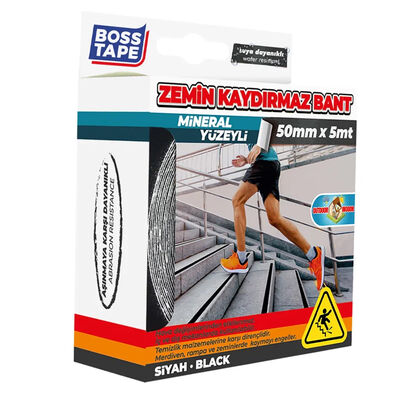 Boss Tape Zemin Merdiven Kaydırmaz Bant 50mmx5mt Siyah BT-10004
