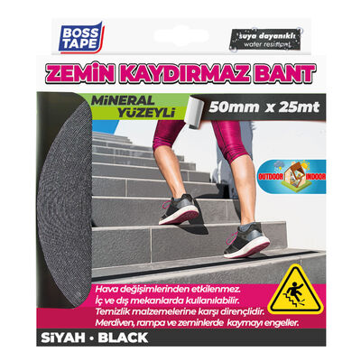 Boss Tape Zemin Merdiven Kaydırmaz Bant 50mmx25mt Siyah BT-10003