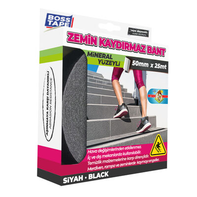 Boss Tape Zemin Merdiven Kaydırmaz Bant 50mmx25mt Siyah BT-10003