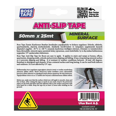Boss Tape Zemin Merdiven Kaydırmaz Bant 50mmx25mt Siyah BT-10003
