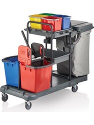 Ceymop - Ceymop Kat Arabası Çift Çöp Toplamalı 4 Kovalı Plastik CYP-821