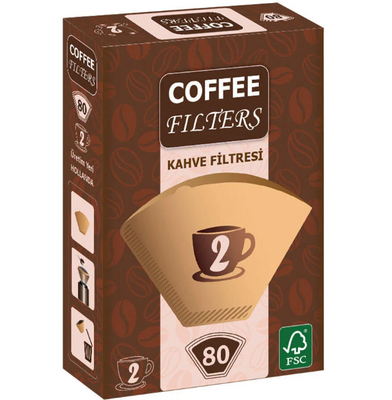 Coffee Kahve Makinesi Filtre Kağıdı No:2 Kahverengi 80li