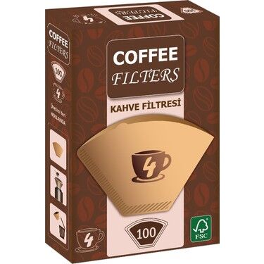 Coffee Kahve Makinesi Filtresi 1 x 4 Kahverengi 100 Adet