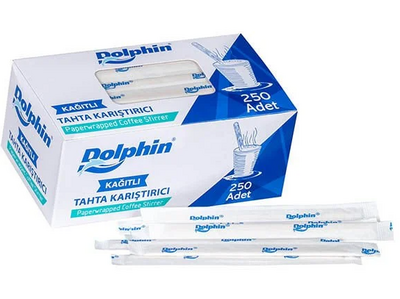 Dolphin Ahşap Karıştırıcı Kağıt Sargılı 14cm 250li