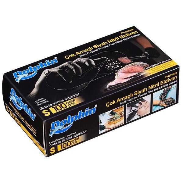 Dolphin Eldiven Nitril Pudrasız Siyah S 100lü 