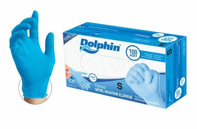 Dolphin Nitril Eldiven Pudrasız Mavi S 100lü