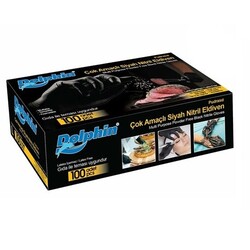 Dolphin - Dolphin Nitril Muayene Eldiveni Pudrasız Siyah M 100lü
