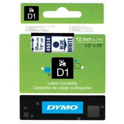 Dymo D1 12mmx7m Beyaz/mavi 45014