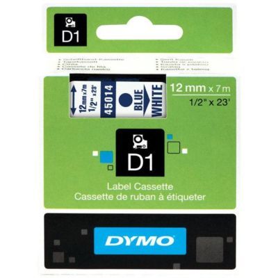 Dymo D1 12mmx7m Beyaz/Mavi 45014