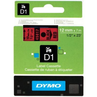 Dymo D1 Yedek Şerit 12mmx7m Kırmızı/Siyah 45017