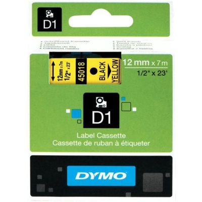 Dymo D1 Yedek Şerit 12mmx7m Sarı/Siyah 45018