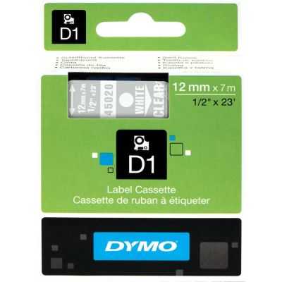 Dymo D1 Yedek Şerit 12mmx7m Şeffaf/beyaz 45020
