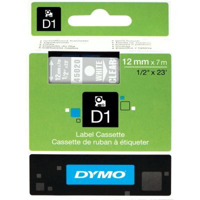 Dymo D1 Yedek Şerit 12mmx7m Şeffaf/Beyaz 45020