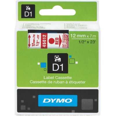 Dymo D1 Yedek Şerit 12mmx7m Şeffaf/kırmızı 45012