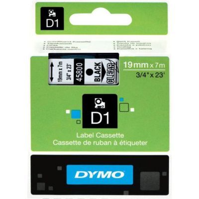 Dymo D1 Yedek Şerit 19mmx7m Şeffaf/Siyah 45800