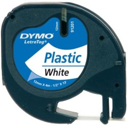 Dymo - Dymo LetraTag Plastik Şerit Beyaz 12mmx4m