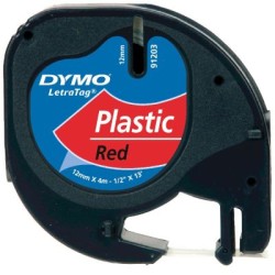Dymo - Dymo LetraTag Plastik Şerit Kırmızı 12mmx4m