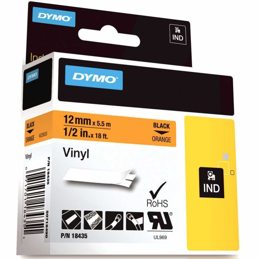 Dymo Rhino Renkli Vinil Şerit 12mmx5,5m Siyah-turuncu 18435