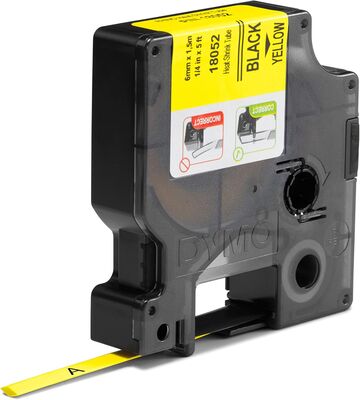 Dymo Rhino Şerit 6mmx1,5m Isıyla Küçülen Sarı-Siyah 18052
