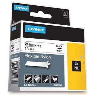 Dymo RhinoPro Esnek Naylon Şerit 24mmx3.5m Beyaz/Siyah 1734524