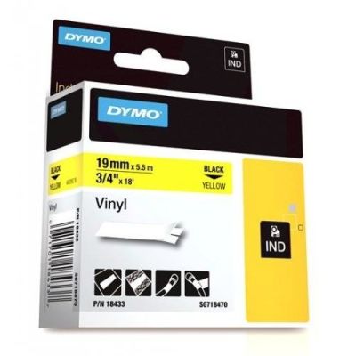 Dymo RhinoPro Renkli Vinil Şerit 19mmx5.5m Sarı/Siyah 18433