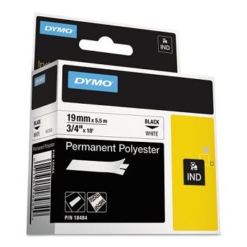 Dymo RhinoPro Sabit Polyester Şerit 19mmx 5.5m Beyaz/Siyah 18484