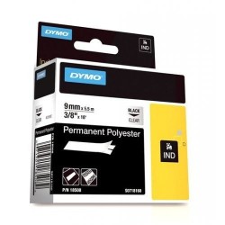 Dymo RhinoPro SabitPolyester Şerit 9mmx5.5m Şeffaf/Siyah 18508 - Thumbnail