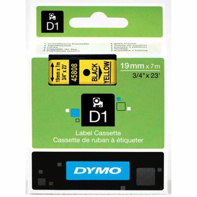 Dymo Şerit D1 19mmx7m Sarı-Siyah 45808