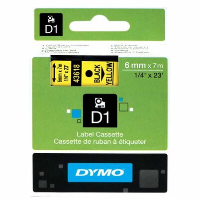 Dymo Şerit D1 6mmx7m Sarı-Siyah 43618