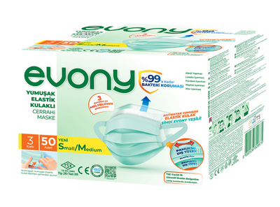 Evony 3 Katlı Cerrahi Maske 50li