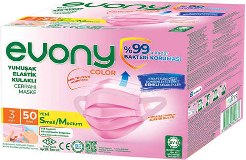 Evony Color Maske Pembe 50li S-m
