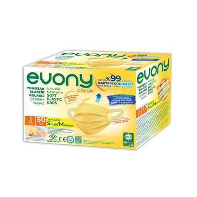 Evony Color Maske Sarı 50li S-M