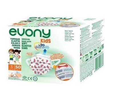 Evony Kids 3 Katlı Cerrahi Maske 50li