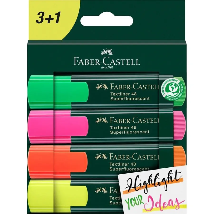 Faber Castell - Faber-Castell Fosforlu Kalem Textliner 3+1 Takım 254831