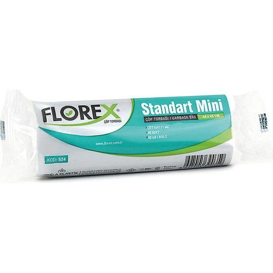 Florex Çöp Torbası Mini Standart 44x45 80gr Beyaz 40 lı 524